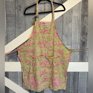 Williams Sonoma Pastel Comfy Cottage Core Baking Green & Pink Toile Green Apron